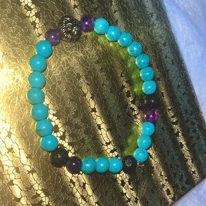 Turquoise, amethyst, lava stone bracelet 😍